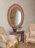 Peruvian Painted Glass Scalloped Mirror