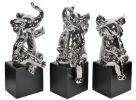 Mirrored Chrome Elephants Set of 3 on Bases