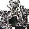 Mirrored Chrome Elephants Set of 3 on Bases