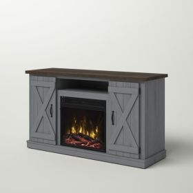 FarmHouse Rustic Grey/Espresso TV Entertainment Electric Fireplace