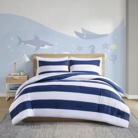 Sammie Cotton Cabana Stripe Reversible Comforter Set with Shark Reverse