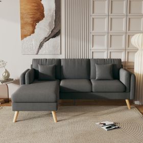 3020 L-shaped sofa with footrests can be left and right interchangeable plus double armrests 84.6"dark gray sofa suitable for living room apartment