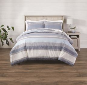 3-piece Bold Blue Stripe Comforter Set (bed_size: full/queen, actual_color: blue)